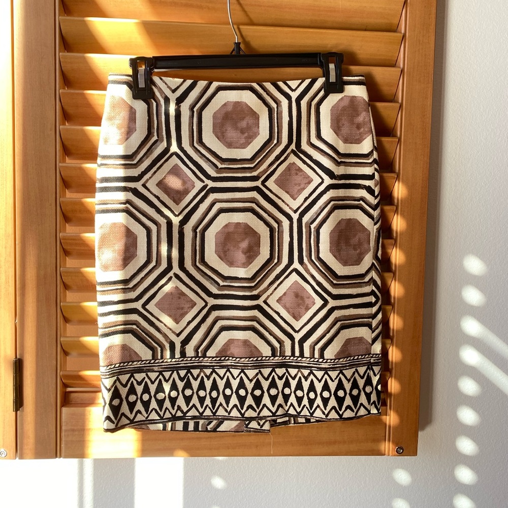 LOFT Geometric Brown and Black Skirt
